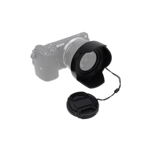  Adorama Fotodiox Reversible Flower Hood Kit for Sony E PZ 16-50mm Power Zoom Lens RVRSHOOD-405-52-CAP