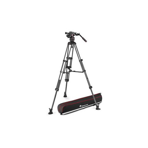  Adorama Manfrotto 608 Nitrotech Fluid Video Head, CF Twin Leg Tripod, Mid-Level Spreader MVK608TWINMCUS