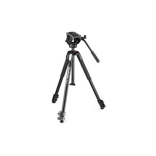  Adorama Manfrotto MVH500AH Fluid Video Head with MT190X3 Aluminum 3-Section Tripod MVK500190X3