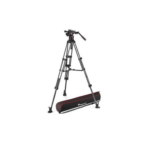  Adorama Manfrotto 612 Nitrotech Fluid Video Head, CF Twin Leg Tripod, Mid-Level Spreader MVK612TWINMCUS