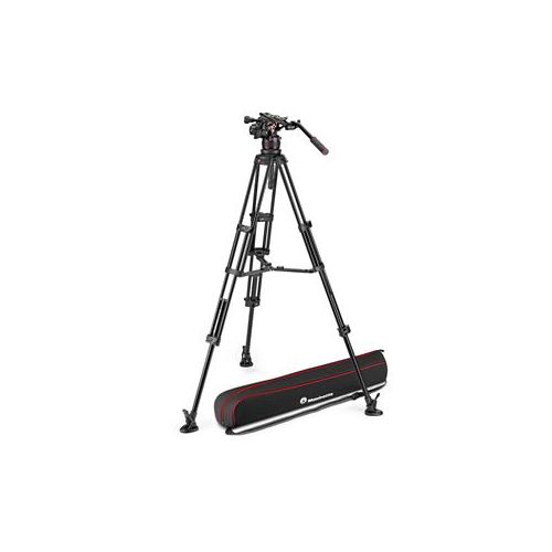  Adorama Manfrotto 612 Nitrotech Fluid Video Head, Al Twin Leg Tripod, Mid-Level Spreader MVK612TWINMAUS