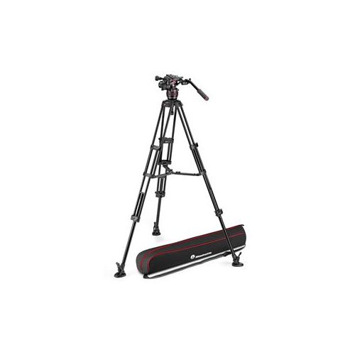  Adorama Manfrotto 608 Nitrotech Fluid Video Head, Al Twin Leg Tripod, Mid-Level Spreader MVK608TWINMAUS