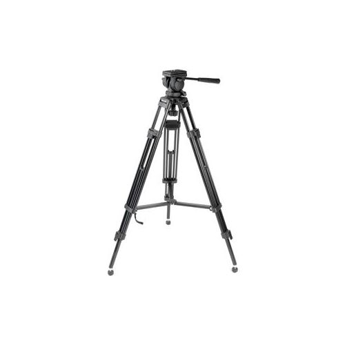  Adorama Bescor TH-770 3-section Aluminum Tripod with 65mm Ball Base Fluid Head - Black TH770