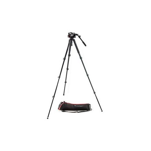  Adorama Manfrotto MVK504AQ 4-section Aluminum Tripod with Video Head - Black MVK504AQ