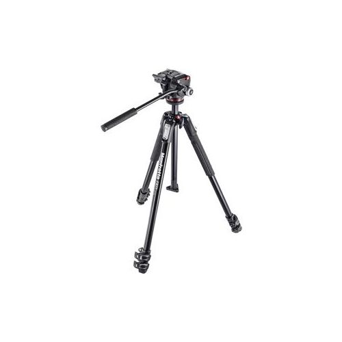  Adorama Manfrotto 190X 3-section Aluminum Tripod with XPRO Fluid Head - Black MK190X3-2W