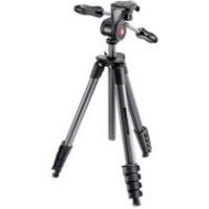 Adorama Manfrotto 5-Section Compact Advanced Aluminum Tripod with 3-Way Pan Head, Black MKCOMPACTADV-BK