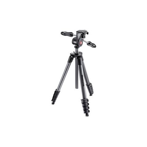  Adorama Manfrotto 5-Section Compact Advanced Aluminum Tripod with 3-Way Pan Head, Black MKCOMPACTADV-BK