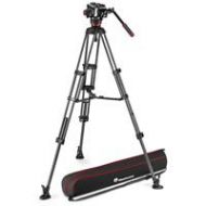 Adorama Manfrotto 504X Fluid Video Head with CF Twin Leg Video Tripod, Middle Spreader MVK504XTWINMC