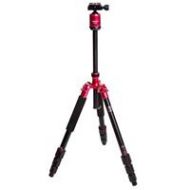 Adorama FotoPro C-40i 4-Sections Aluminum Tripod with FPH-53P Head, Red C-40I RED