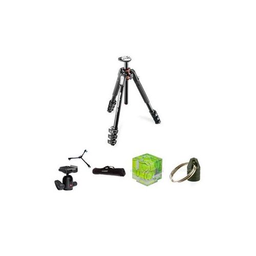  Adorama Manfrotto MT190XPRO4 4-section Aluminum Tripod with QR Ballhead Bundle- Black MT190XPRO4 B