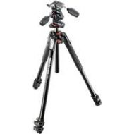 Adorama Manfrotto MK190XPRO3-3W 3-section Aluminum Tripod with QR 3-Way Pan Head MK190XPRO3-3W