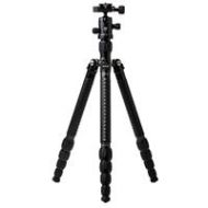 Adorama MeFOTO RoadTrip Classic Leather Carbon Fiber Tripod with Q1 Ball Head, Black C1350Q1KL