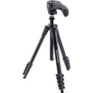 Adorama Manfrotto Compact Action Aluminum Tripod, Black MKCOMPACTACN-BK