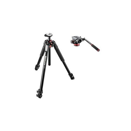  Adorama Manfrotto MT055XPRO3 Black Aluminum Tripod w/ Manfrotto MVH502AH Pro Video Head BG055XPROB52