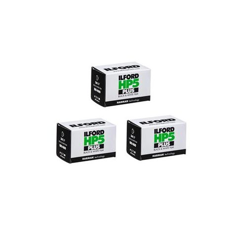  Adorama Ilford HP-5 Plus Black and White Film, ISO 400, 35mm, 36 Exposures - 3 Pack 15745773