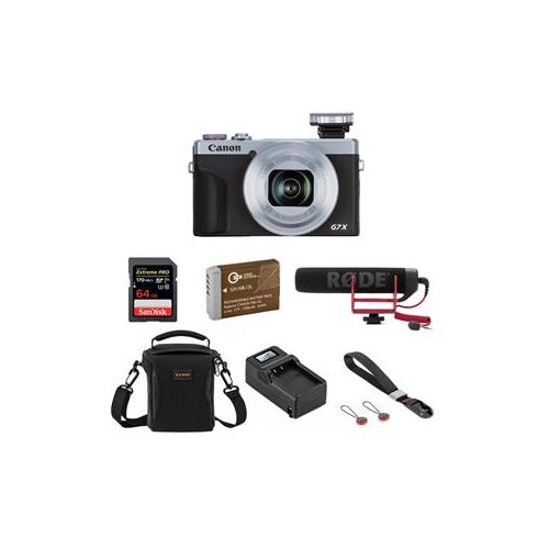  Adorama Canon PowerShot G7 X Mark III 20.1MP Point and Shoot Camera,Silver W/Vlogger Kit 3638C001 G