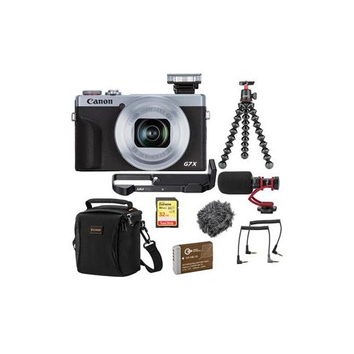  Adorama Canon PowerShot G7 X Mark III Point and Shoot Camera,Silver W/Mic And Acc Bundle 3638C001 M