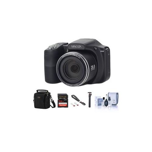  Adorama Minolta M35Z 20MP 1080p HD Bridge Digital Camera Black - With Accesory Bundle MN35Z-BK E