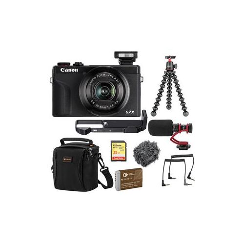  Adorama Canon PowerShot G7 X Mark III Point and Shoot Camera, Black W/Mic And Acc Bundle 3637C001 M