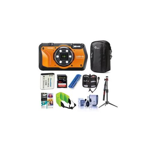  Adorama Ricoh WG-6 Digital Camera, Orange With Premium Accessory Bundle 03853 B
