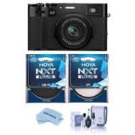 Adorama Fujifilm X100V Digital Camera, Black With Hoya NXT Plus HMC UV /Polarizer Filter 16643000 F