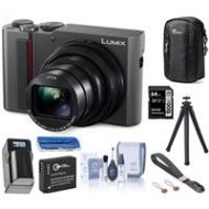Adorama Panasonic Lumix DMC-ZS200 Digital Camera, Silver With Premium Accessory Bundle DC-ZS200S C