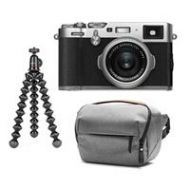Adorama Fujifilm X100F 24.3MP Camera, Fujinon 23mm f/2 Lens, Silver W/GorillaPod/Case 16534584 T