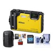 Adorama Nikon Coolpix W300 Point & Shoot Camera, Yellow With Free Accessory Bundle 26525 AM