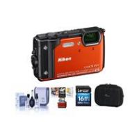 Adorama Nikon Coolpix W300 Point & Shoot Camera, Orange With Free Mac Accessory Bundle 26524 AM