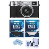 Adorama Fujifilm X100V Digital Camera,Silver With Hoya NXT Plus HMC UV /Polarizer Filter 16642939 F