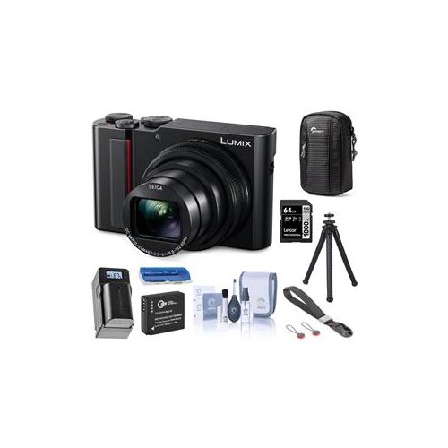  Adorama Panasonic Lumix DMC-ZS200 Digital Camera, Black With Premium Accessory Bundle DC-ZS200K C