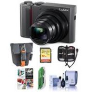 Adorama Panasonic Lumix DMC-ZS200 Digital Camera Silver With Free PC Accessory Bundle DC-ZS200S A