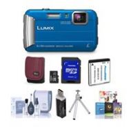 Adorama Panasonic Lumix DMC-TS30 Digital Camera with Premium Kit, Blue DMC-TS30A B