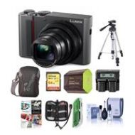 Adorama Panasonic Lumix DMC-ZS200 Digital Camera, Silver With Premium Accessory Bundle DC-ZS200S B