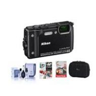 Adorama Nikon Coolpix W300 Point & Shoot Camera, Black With Free Accessory Bundle 26523 A