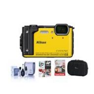 Adorama Nikon Coolpix W300 Point & Shoot Camera, Yellow With Free Accessory Bundle 26525 A