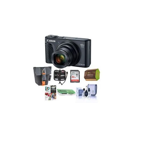  Adorama Canon PowerShot SX740 HS Digital Camera, Black With Premium Accessory Bundle 2955C001 B