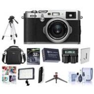 Adorama Fujifilm X100F 24.3MP Camera Fujinon 23mm f/2 Lens Silver W/ Premium Acc Bundle 16534584 B