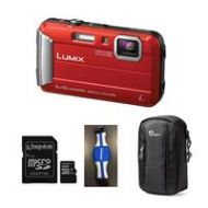 Adorama Panasonic Lumix DMC-TS30 Digital Camera with Free Accessories, Red DMC-TS30R NK