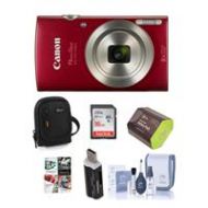 Adorama Canon PowerShot ELPH 180 Digital Camera and Premium Kit, Red 1096C001 B