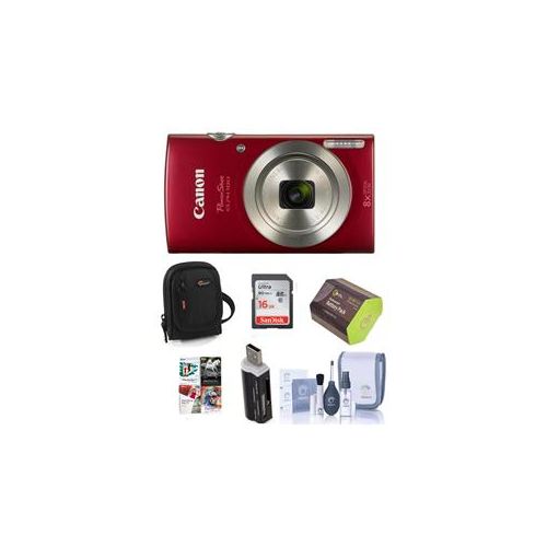  Adorama Canon PowerShot ELPH 180 Digital Camera and Premium Kit, Red 1096C001 B