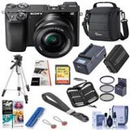 Adorama Sony Alpha a6100 Mirrorless Digital Camera with 16-50mm Lens W/Premium Acc KIt ILCE6100L/B B