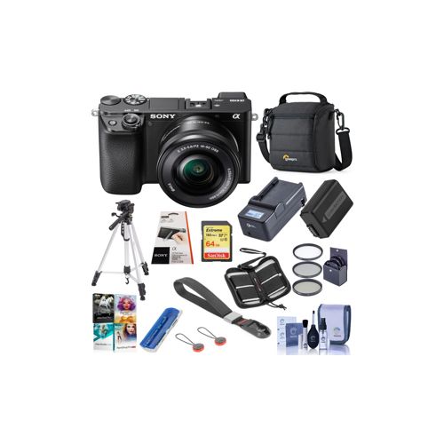  Adorama Sony Alpha a6100 Mirrorless Digital Camera with 16-50mm Lens W/Premium Acc KIt ILCE6100L/B B