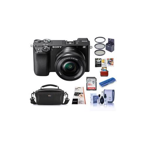  Adorama Sony Alpha a6100 Mirrorless Digital Camera with 16-50mm Lens W/FREE Mac Acc Kit ILCE6100L/B AM