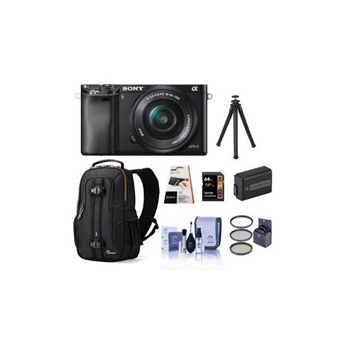 Adorama Sony Alpha A6000 Mirrorless with 16-50mm OSS Lens Black - With Accessory Kit ILCE-6000L/B F