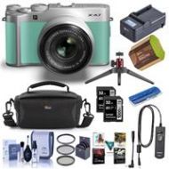 Adorama Fujifilm X-A7 Mirrorless Camera, XC 15-45mm OIS PZ Lens,Mint Green W/Premium Kit 16638304 B