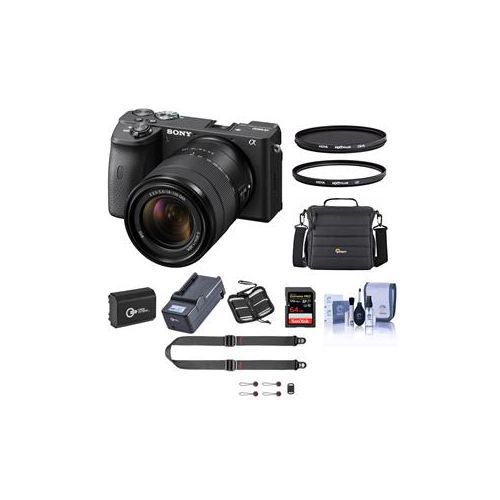  Adorama Sony Alpha a6600 Mirrorless Digital Camera with 18-135mm Lens W/Accessory Bundle ILCE6600M/B F