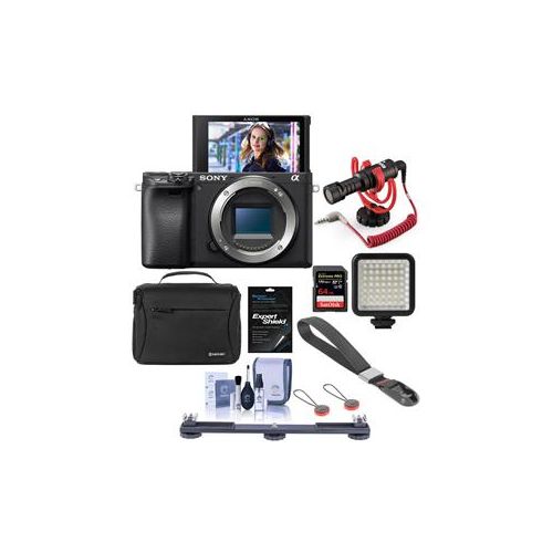  Adorama Sony Alpha a6400 Mirrorless Digital Camera Body - With Vlogger Accessry Bundle ILCE6400/B G