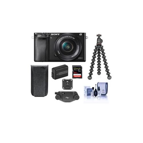  Adorama Sony Alpha A6000 Mirrorless w/16-50mm OSS Lens Black With Accessory Bundle ILCE6000L/B TP