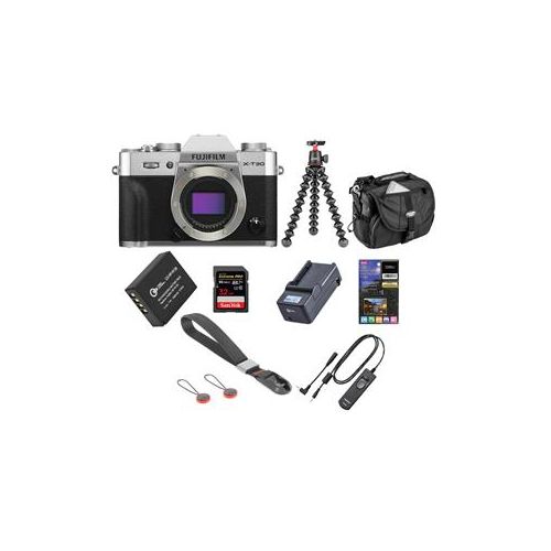  Adorama Fujifilm X-T30 Mirrorless Digital Camera Bod, Silver With Accessory Bundle 16618380 A